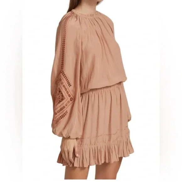 NWT Ramy Brook Emmett Ruffle Minidress Caramel Size Small - Picture 1 of 7